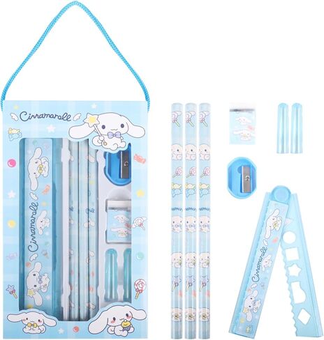 اللوازم المدرسية kawaii - لطيف العودة إلى اللوازم المدرسية للأطفال، الأبيض الكلب أنيمي القرطاسية kawaii مجموعة ثابتة، العودة إلى هدايا المدرسة للطلاب عيد ميلاد المدرسة in Kuwait