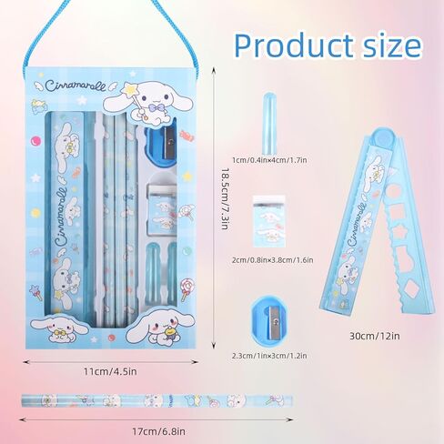 اللوازم المدرسية kawaii - لطيف العودة إلى اللوازم المدرسية للأطفال، الأبيض الكلب أنيمي القرطاسية kawaii مجموعة ثابتة، العودة إلى هدايا المدرسة للطلاب عيد ميلاد المدرسة in Kuwait