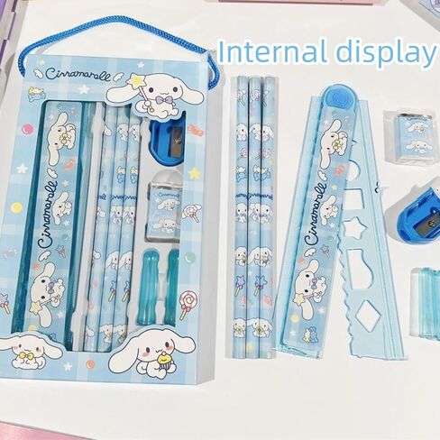 اللوازم المدرسية kawaii - لطيف العودة إلى اللوازم المدرسية للأطفال، الأبيض الكلب أنيمي القرطاسية kawaii مجموعة ثابتة، العودة إلى هدايا المدرسة للطلاب عيد ميلاد المدرسة in Kuwait