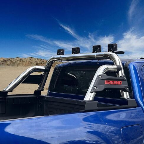 Roll Bar | Adjustable Sport Bar Silver Stainless Steel Compatible with Tacoma | Ford Ranger| Colorado | Canyon | Nissan Frontier | Light Mount | Mid Size Trucks | No Drilling, 1502-B02019SS in Kuwait