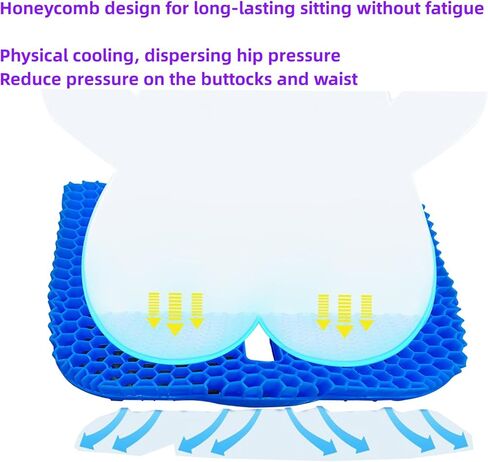 وسادة مقعد جل للجلوس الطويل (ناعمة ومسامية) لوسائد الكراسي المتحركة، وسادة مقعد السيارة والشاحنة، وسادة كرسي لكراسي المكتب (وسادة زرقاء واحدة + غطاء قماش مضاد للانزلاق) in Kuwait