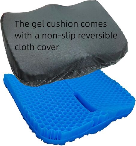 وسادة مقعد جل للجلوس الطويل (ناعمة ومسامية) لوسائد الكراسي المتحركة، وسادة مقعد السيارة والشاحنة، وسادة كرسي لكراسي المكتب (وسادة زرقاء واحدة + غطاء قماش مضاد للانزلاق) in Kuwait