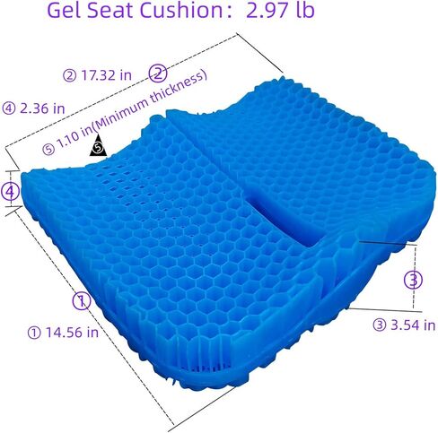 وسادة مقعد جل للجلوس الطويل (ناعمة ومسامية) لوسائد الكراسي المتحركة، وسادة مقعد السيارة والشاحنة، وسادة كرسي لكراسي المكتب (وسادة زرقاء واحدة + غطاء قماش مضاد للانزلاق) in Kuwait