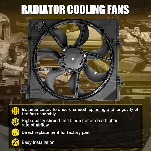 Radiator Cooling Fan Assembly with Fan, Shroud & Motor Compatible with 2017 2018 2019 Nissan Rogue Sport 2.0L Replaces Numbers 214816MA0A 21481-6MA0A NI3115162 in Saudi Arabia
