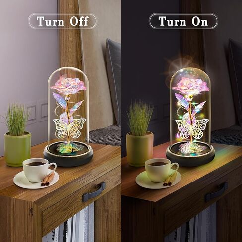 Birthday Gifts for Women Wife Her, Butterfly Rose Light Up Preserved Rose in Glass Dome, Eternal Rose Light Gifts for Birthday Anniversary, Rose Flower Women Gifts for Women Mom Girlfriend(Blue) in Saudi Arabia