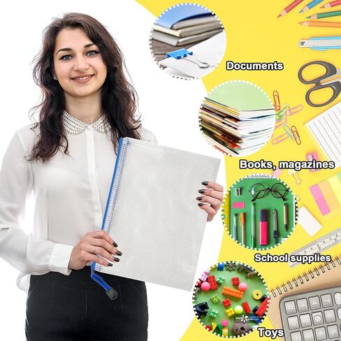 24 حزمة من الحقيبة الشبكية بسحاب، أكياس بسحاب مقاومة للماء، أكياس ملفات بسحاب متعددة الأغراض، أكياس بسحاب، حجم الحروف، مقاس A4 مقاس A5، حقيبة مستندات بلاستيكية للوازم المكتبية وتخزين السفر والمنزل in Kuwait