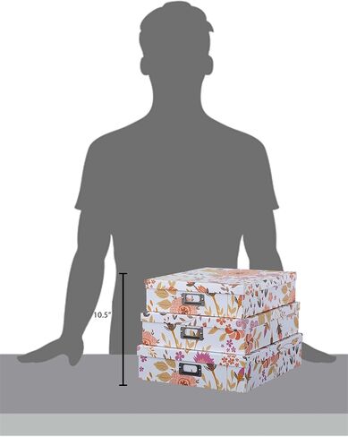 Soul & Lane Blue Spots Decorative Storage Boxes with Lids - Set of 3, Memory Boxes for Keepsakes, Nesting Cardboard Document Boxes for Organizing, Paper Letter Storage for Photos and Scrapbook in Kuwait