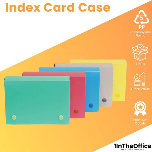 1InTheOffice Index Card Holder 4x6, Index Card Case, Assorted Colors (4 Pack) in Saudi Arabia