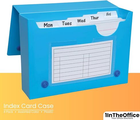 1InTheOffice Index Card Holder 4x6, Index Card Case, Assorted Colors (4 Pack) in Saudi Arabia