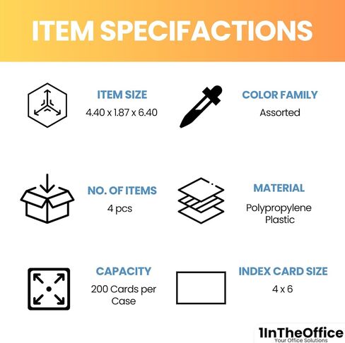 1InTheOffice Index Card Holder 4x6, Index Card Case, Assorted Colors (4 Pack) in Saudi Arabia