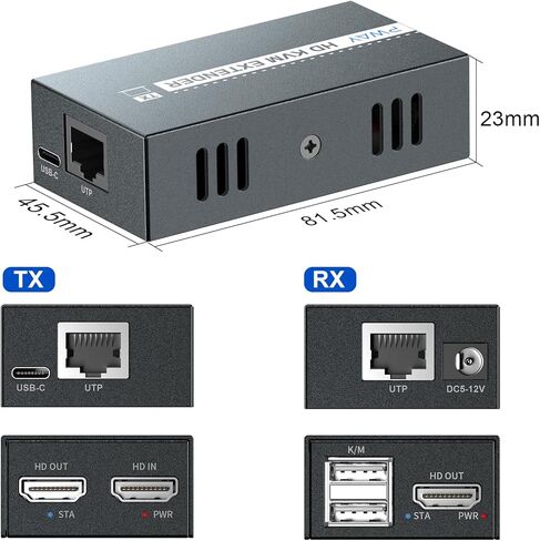 HDMI KVM USB Extender HD 1080P Transmit Video Over Single Cat5e/6/7 Ethernet Cable 50m (164ft) with Loop Out & POC Function - USB Keyboard Mouse Support in Saudi Arabia