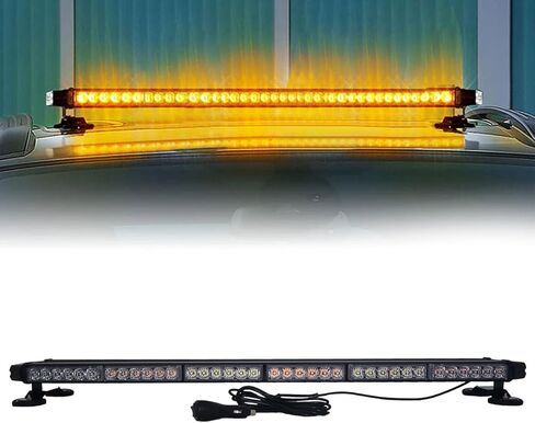 78 مصباح LED للتحذير من الطوارئ فلاش ستروب ضوء سطحي 38.2 بوصة مجموعة مصابيح ستروب مقاومة للماء مع عاكس الضوء PVC المقوى لمركبات الشاحنات 12 فولت/24 فولت، كهرماني in Kuwait