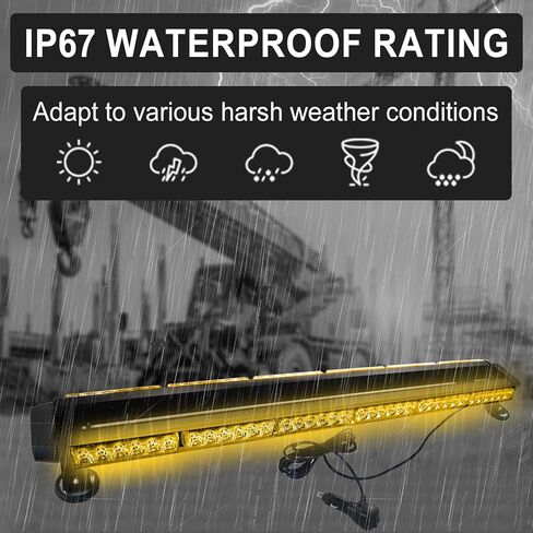 78 مصباح LED للتحذير من الطوارئ فلاش ستروب ضوء سطحي 38.2 بوصة مجموعة مصابيح ستروب مقاومة للماء مع عاكس الضوء PVC المقوى لمركبات الشاحنات 12 فولت/24 فولت، كهرماني in Kuwait