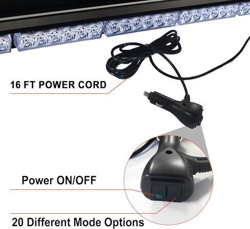 78 مصباح LED للتحذير من الطوارئ فلاش ستروب ضوء سطحي 38.2 بوصة مجموعة مصابيح ستروب مقاومة للماء مع عاكس الضوء PVC المقوى لمركبات الشاحنات 12 فولت/24 فولت، كهرماني in Kuwait