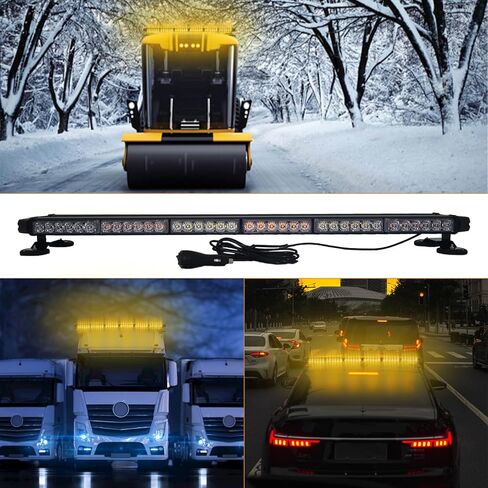 78 مصباح LED للتحذير من الطوارئ فلاش ستروب ضوء سطحي 38.2 بوصة مجموعة مصابيح ستروب مقاومة للماء مع عاكس الضوء PVC المقوى لمركبات الشاحنات 12 فولت/24 فولت، كهرماني in Kuwait