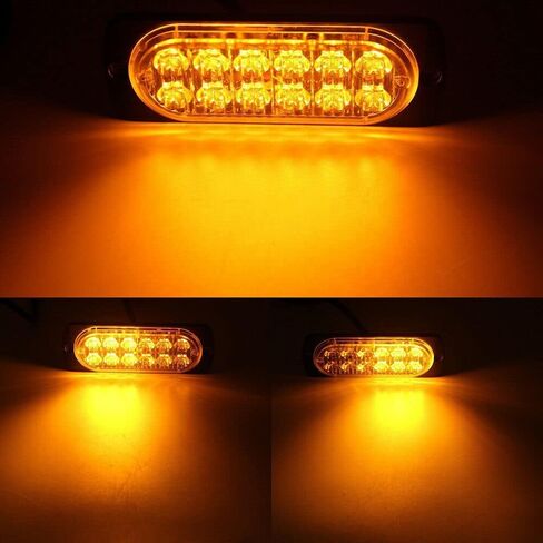 2-حزمة 12 LED العنبر الأبيض القوية أضواء المركبات الشاحنات الطوارئ القوية أضواء عدة 12 فولت -24 فولت منارة تحذير خطر فلاش ستروب أضواء بار شواء مصبغة سطح جبل سوبر مشرق مقاوم للماء in Kuwait