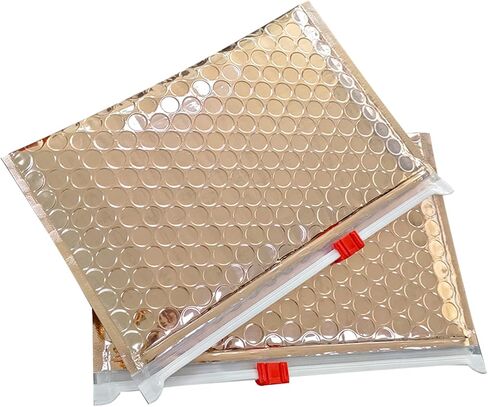 Rose Gold Bubble Pouch 10PCS Zipper Bubble Out Bags Metallic Rose Gold Cosmetic Bag Small Bubble Padded Pockets for Cosmetic Storage Resealable Zipper Cushioning Bubble wrapped Bags for Moving, in Saudi Arabia