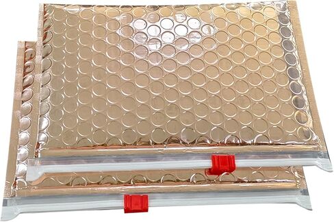 Rose Gold Bubble Pouch 10PCS Zipper Bubble Out Bags Metallic Rose Gold Cosmetic Bag Small Bubble Padded Pockets for Cosmetic Storage Resealable Zipper Cushioning Bubble wrapped Bags for Moving, in Saudi Arabia