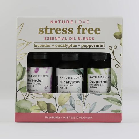 Stress Free Essential Oil Blends Trio - Promotes Sleep, Relaxation & Mood Boost | Soothing & Aromatic Oil Blends | Lavender, Eucalyptus, Pepermint (10 mL Each) in Kuwait