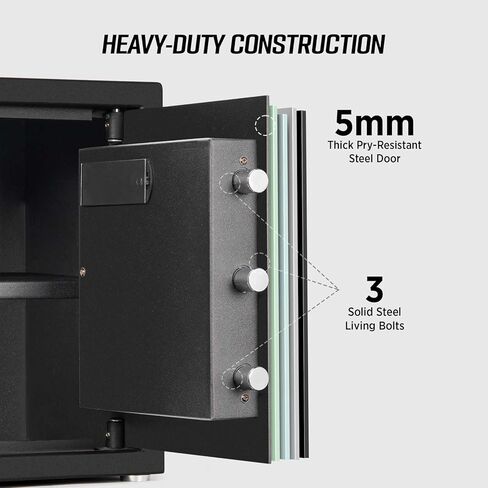 صندوق قفل آمن وآمن، صندوق نقود صغير، آمن للمستندات مع قفل لوحة مفاتيح رقمية للمنزل والمكتب والفندق والأعمال التجارية والمجوهرات وتخزين الاستخدام النقدي، رف قابل للإزالة (1.0 قدم مكعب أسود) in Kuwait