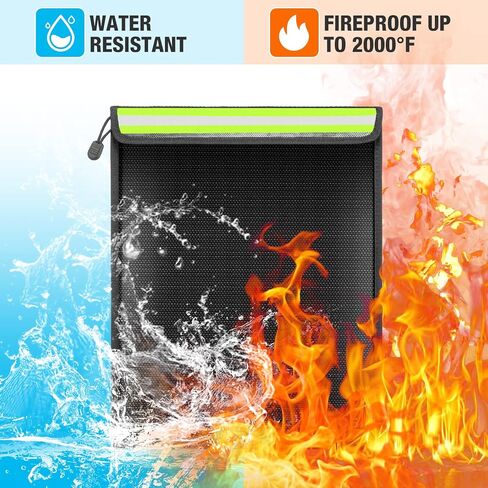 Fireproof Waterproof Money Document Bag - 4 Pack Security Upgraded Zipper Bags, Fireproof Waterproof Organizer Bags for A4 A5 Legal Documents, Cash, Jewelry, Passport, Tablet, Laptop in Saudi Arabia