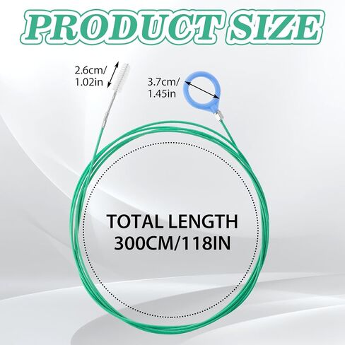 2Pcs Sunroof Cleaning Brush, 118 Inch Auto Drain Hole Tool Extra Long Pipe Cleaners Flexible Drain Brush Slim Drain Dredging Tools for Car Sunroof Aquarium Air Conditioner Tube(300cm) in Saudi Arabia