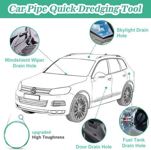2Pcs Sunroof Cleaning Brush, 118 Inch Auto Drain Hole Tool Extra Long Pipe Cleaners Flexible Drain Brush Slim Drain Dredging Tools for Car Sunroof Aquarium Air Conditioner Tube(300cm) in Saudi Arabia