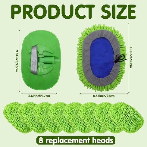 Nosiny 2 Pcs Microfiber Car Wash Brush with Long Handle Car Washing Mop Kit Car Cleaning Brush Soft Car Cleaning Supplies Duster Rv Washing Brush Accessories with 8 Replacement Head 2 Mitt in Saudi Arabia