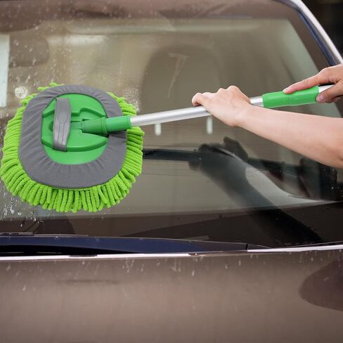 Nosiny 2 Pcs Microfiber Car Wash Brush with Long Handle Car Washing Mop Kit Car Cleaning Brush Soft Car Cleaning Supplies Duster Rv Washing Brush Accessories with 8 Replacement Head 2 Mitt in Saudi Arabia
