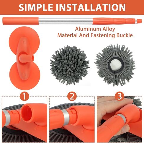 Car Wash Mop with Long Handle, 40"/19" Retractable Washing Brush Double Microfiber Soft Bristle Cleaning Brush, 360° Flexible Rotation Scratch-Free Supplies for Boat RV Truck. in Saudi Arabia