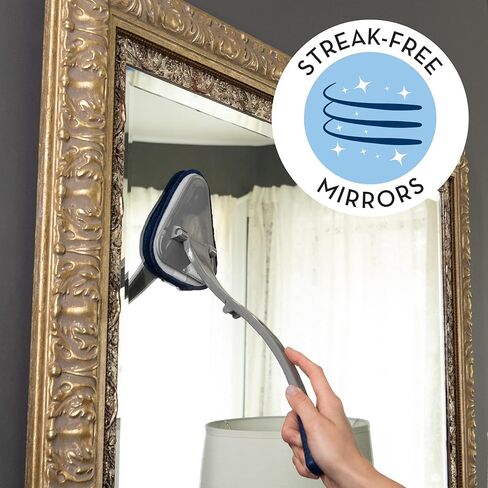 S&T INC منظف الزجاج، منظف النوافذ القابل للطي للمنزل والسيارة والزجاج الأمامي 3 وسادات من الألياف الدقيقة، رمادي وأزرق in Kuwait