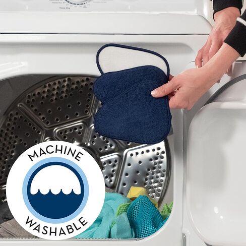 S&T INC منظف الزجاج، منظف النوافذ القابل للطي للمنزل والسيارة والزجاج الأمامي 3 وسادات من الألياف الدقيقة، رمادي وأزرق in Kuwait