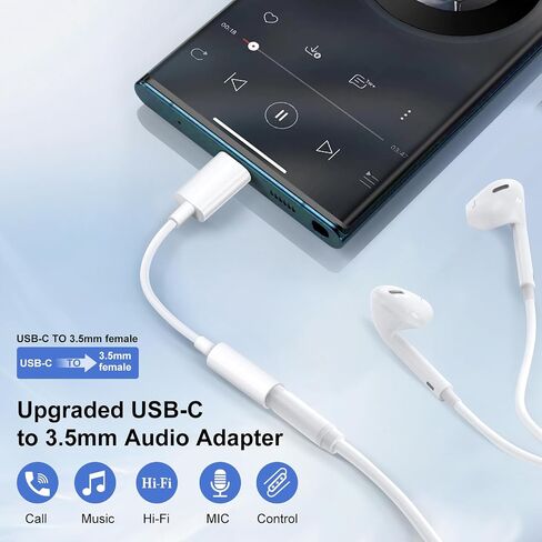 HianDier USB C to 3.5mm Audio Adapter for iPhone 15/15 Pro/Pro Max/Plus, USB C to Aux Headphone Jack Dongle Cable Cord Compatible with iPad, Samsung Galaxy S24/S23/S23/S22/S21Ultra, MacBook, Note in Saudi Arabia