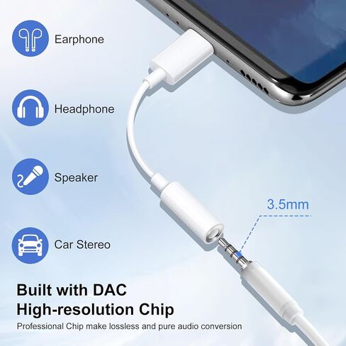 HianDier USB C to 3.5mm Audio Adapter for iPhone 15/15 Pro/Pro Max/Plus, USB C to Aux Headphone Jack Dongle Cable Cord Compatible with iPad, Samsung Galaxy S24/S23/S23/S22/S21Ultra, MacBook, Note in Saudi Arabia