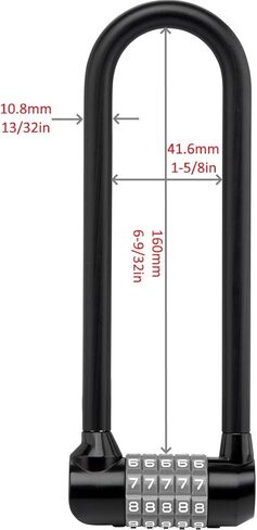 قفل مكون من 5 أرقام على شكل حرف U/قفل على شكل حرف D قابل لإعادة الضبط مع تكبل طويل 198 مم in Kuwait