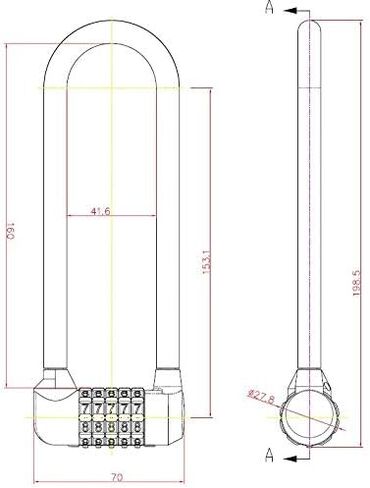 قفل مكون من 5 أرقام على شكل حرف U/قفل على شكل حرف D قابل لإعادة الضبط مع تكبل طويل 198 مم in Kuwait