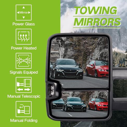 2pcs Left & Right Side Power Operated Heated Glass Rear View Mirror ABS Black Towing Mirror with LED Turn Signal Lights Compatible with 99-02 Chevy Silverado GMC Sierra in Saudi Arabia