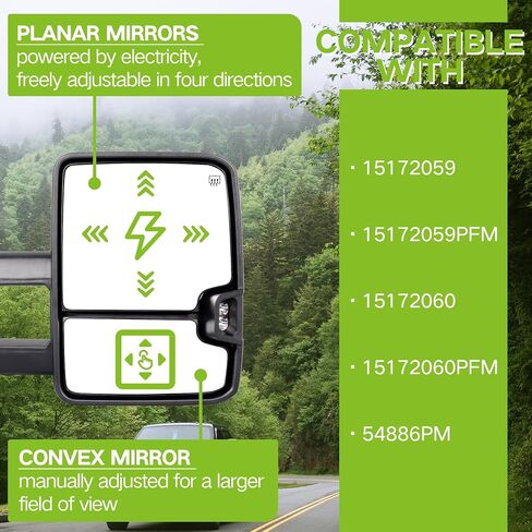 2pcs Left & Right Side Power Operated Heated Glass Rear View Mirror ABS Black Towing Mirror with LED Turn Signal Lights Compatible with 99-02 Chevy Silverado GMC Sierra in Saudi Arabia