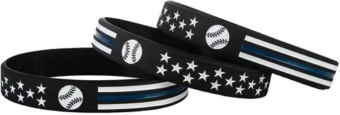 Sainstone Baseball Motivational Silicone Bracelets with American Flag Blue, Thin Blue Line Inspirational Rubber Wristbands Gifts for Men, Women, Youths Teens and Sport Fans in Saudi Arabia