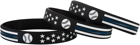 Sainstone Baseball Motivational Silicone Bracelets with American Flag Blue, Thin Blue Line Inspirational Rubber Wristbands Gifts for Men, Women, Youths Teens and Sport Fans in Saudi Arabia