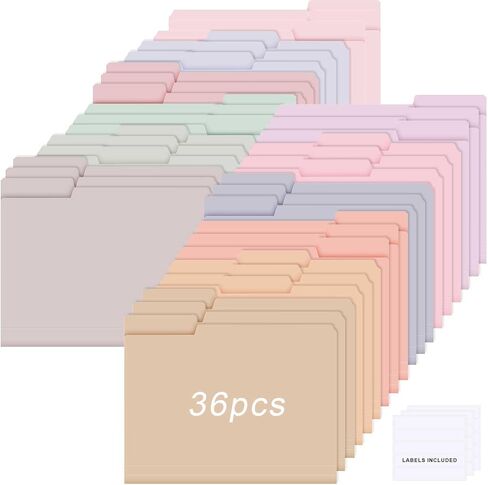 Estune Colored Manila File Folders Letter Size Poly Plastic Paste File Folder with Sticky Labels 9.5 x 11.5 Inch 1/3 Tab Multi Colored File Folders Waterproof for Office School(Sweet Color, 12 Pcs) in Saudi Arabia