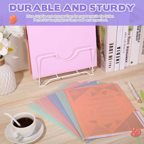 Estune Colored Manila File Folders Letter Size Poly Plastic Paste File Folder with Sticky Labels 9.5 x 11.5 Inch 1/3 Tab Multi Colored File Folders Waterproof for Office School(Sweet Color, 12 Pcs) in Saudi Arabia