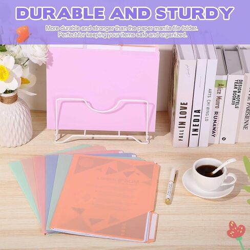 Estune Colored Manila File Folders Letter Size Poly Plastic Paste File Folder with Sticky Labels 9.5 x 11.5 Inch 1/3 Tab Multi Colored File Folders Waterproof for Office School(Sweet Color, 12 Pcs) in Saudi Arabia