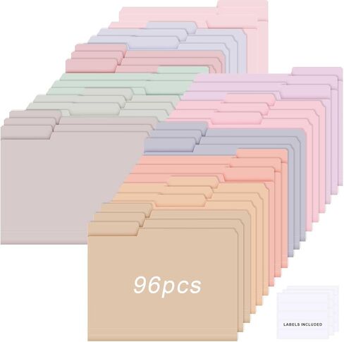 Estune Colored Manila File Folders Letter Size Poly Plastic Paste File Folder with Sticky Labels 9.5 x 11.5 Inch 1/3 Tab Multi Colored File Folders Waterproof for Office School(Sweet Color, 12 Pcs) in Saudi Arabia