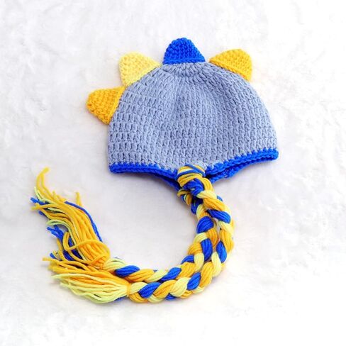 Vemonllas الوليد التصوير الدعائم ديناصور الزي صور الدعامة دينو خوذة قبعة غطاء حفاضات الطفل التقاط الصور الكروشيه زي in Kuwait