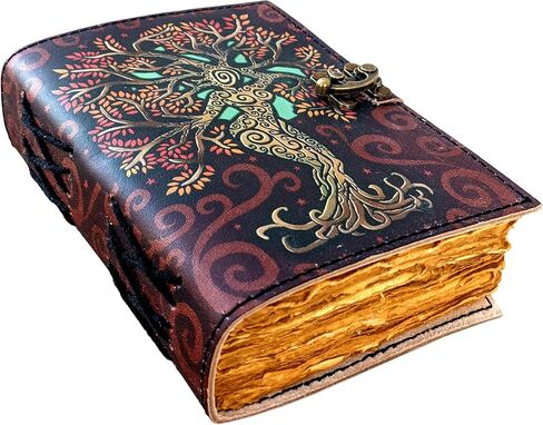 كتاب تعويذة فارغ للظلال - مجلة مع قفل قفل - لوازم السحر - مذكرات جلدية مصنوعة يدويًا - وثنية صلاة منقوشة - دفتر Wiccan يوميًا (5 × 1.2 × 7، أحمر) in Saudi Arabia