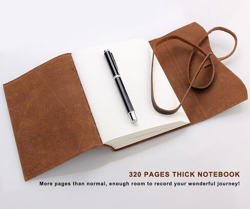 Robrasim دفتر ملاحظات للسفر من الجلد، دفاتر كتابة مصنوعة يدويًا من الجلد للرجال والنساء، مجلة سفر غير مبطنة للكتابة في 320 صفحة متوسطة الحجم 7 × 5 بوصة دفتر رسم فني، مذكرات سفر in Kuwait