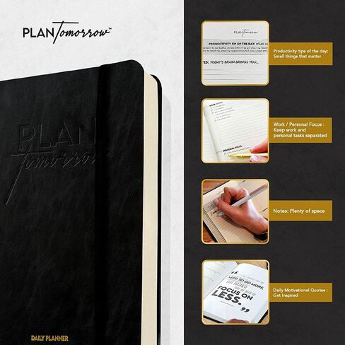 Productivity Planner - Black Undated Daily Planner And Task Organizer Notebook For Quarterly Goal Planners - Increase Weekly Productivity & Manage Time Like A Millionaire CEO - Day Planner in Saudi Arabia