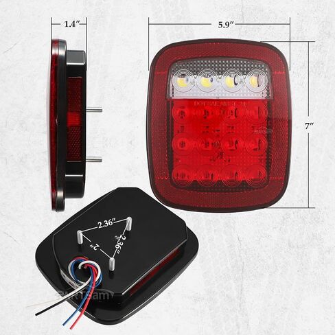 Partsam 2x مصابيح LED خلفية عالمية 26LED توقف الفرامل الحمراء بدوره مصابيح الذيل العكسي مع مصابيح ترخيص جانبية متوافقة مع Wrangler YJ TJ CJ Pick-up Truck Trailer Boat RV Flatbed 12V in Saudi Arabia