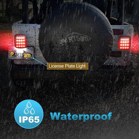 Partsam 2x مصابيح LED خلفية عالمية 26LED توقف الفرامل الحمراء بدوره مصابيح الذيل العكسي مع مصابيح ترخيص جانبية متوافقة مع Wrangler YJ TJ CJ Pick-up Truck Trailer Boat RV Flatbed 12V in Saudi Arabia